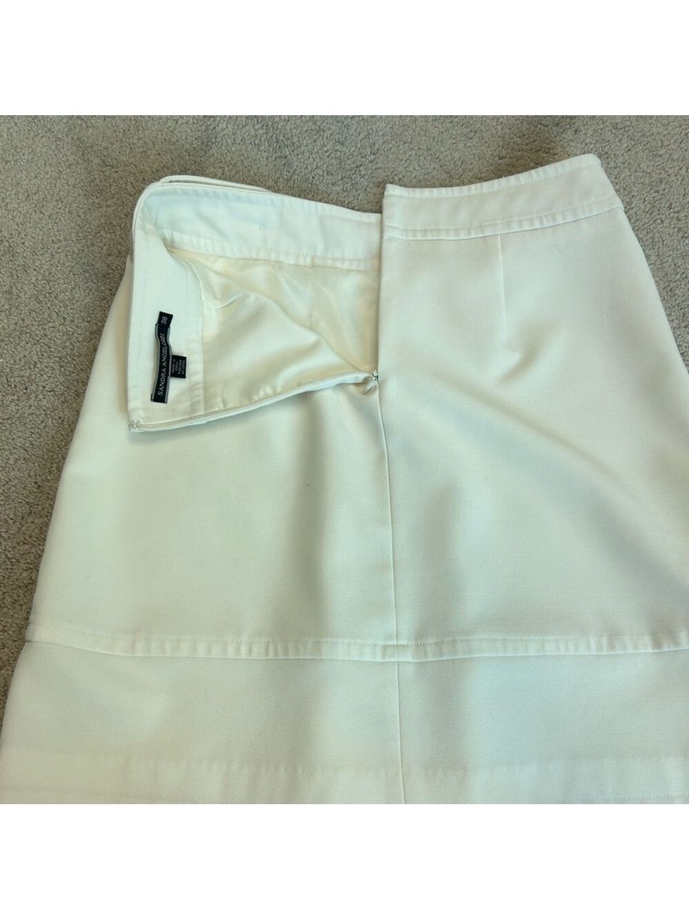Sandra Angelozzi ivory light cream skirt front pleat Sz 38 - Picture 6 of 12
